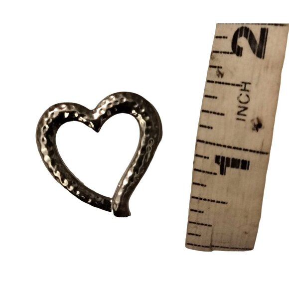 Silver tone Floating Heart Pendant Dimpled Textured  Valentine Jewelry - Picture 3 of 3